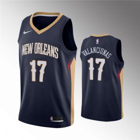 Wholesale Cheap Men\'s New Orleans Pelicans #17 Jonas Valanciunas Navy Icon Edition Stitched Jersey