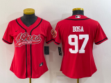 Wholesale Cheap Women's San Francisco 49ers #97 Nick Bosa Red With Patch Cool Base Stitched Baseball Jersey