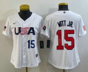 Wholesale Cheap Womens USA Baseball #15 Bobby Witt Jr Number 2023 White World Classic Replica Stitched Jersey