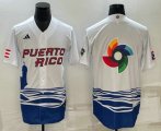 Wholesale Cheap Men's Puerto Rico Baseball Big Logo White 2023 World Baseball Classic Stitched Jersey