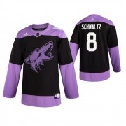Wholesale Cheap Adidas Coyotes #8 Nick Schmaltz Men's Black Hockey Fights Cancer Practice NHL Jersey