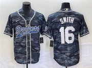 Wholesale Cheap Men's Los Angeles Dodgers #16 Will Smith Gray Camo Cool Base With Patch Stitched Baseball Jersey