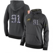 Wholesale Cheap NFL Women's Nike Philadelphia Eagles #91 Fletcher Cox Stitched Black Anthracite Salute to Service Player Performance Hoodie