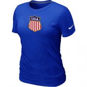 Wholesale Cheap Women's Nike Team USA Hockey Winter Olympics KO Collection Locker Room T-Shirt Blue