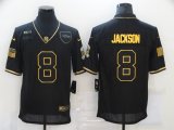 Wholesale Cheap Men's Baltimore Ravens #8 Lamar Jackson Black Gold 2020 Salute To Service Stitched NFL Nike Limited Jersey