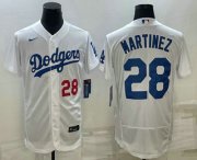 Wholesale Cheap Men's Los Angeles Dodgers #28 JD Martinez Number White Flex Base Stitched Baseball Jersey