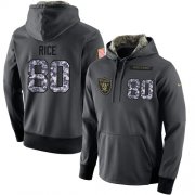 Wholesale Cheap NFL Men's Nike Oakland Raiders #80 Jerry Rice Stitched Black Anthracite Salute to Service Player Performance Hoodie