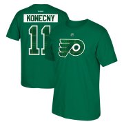 Wholesale Cheap Philadelphia Flyers #11 Travis Konecny Reebok St. Paddy's Day Name & Number T-Shirt Green
