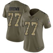Wholesale Cheap Nike Raiders #77 Trent Brown Olive/Camo Women's Stitched NFL Limited 2017 Salute To Service Jersey