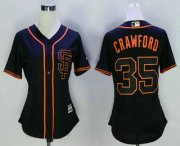Wholesale Cheap Women's San Francisco Giants #35 Brandon Crawford Black SF Cool Base Baseball Jersey