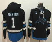 Wholesale Cheap Men's Carolina Panthers #1 Cam Newton NEW Black Pocket Stitched NFL Pullover Hoodie
