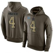 Wholesale Cheap NFL Men's Nike Indianapolis Colts #4 Adam Vinatieri Stitched Green Olive Salute To Service KO Performance Hoodie