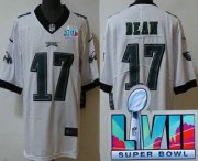 Wholesale Cheap Men's Philadelphia Eagles #17 Nakobe Dean Limited White Super Bowl LVII Vapor Jersey