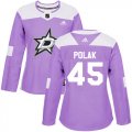 Cheap Adidas Stars #45 Roman Polak Purple Authentic Fights Cancer Women's Stitched NHL Jersey