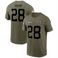 Wholesale Cheap Men's Indianapolis Colts #28 Jonathan Taylor 2022 Olive Salute to Service T-Shirt