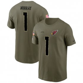 Wholesale Cheap Men\'s Arizona Cardinals #1 Kyler Murray 2022 Olive Salute to Service T-Shirt