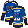 Wholesale Cheap Adidas Blues #10 Brayden Schenn Blue Home Authentic USA Flag Stitched Youth NHL Jersey