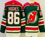 Wholesale Cheap Men's New Jersey Devils #86 Jack Hughes Green 2021 Reverse Retro Authentic Jersey