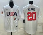 Wholesale Cheap Men's USA Baseball #20 Pete Alonso 2023 White World Baseball Classic Stitched Jersey
