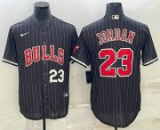 Wholesale Cheap Mens Chicago Bulls #23 Michael Jordan Number Black With Patch Cool Base Stitched Baseball Jersey