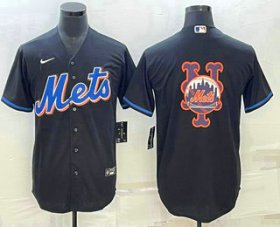 Wholesale Cheap Men\'s New York Mets Big Logo Black Stitched MLB Cool Base Nike Jerseys