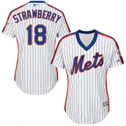 Wholesale Cheap Mets #18 Darryl Strawberry White(Blue Strip) Alternate Women's Stitched MLB Jersey