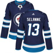 Wholesale Cheap Adidas Jets #13 Teemu Selanne Navy Blue Home Authentic Women's Stitched NHL Jersey