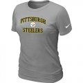 Wholesale Cheap Women's Nike Pittsburgh Steelers Heart & Soul NFL T-Shirt Light Grey