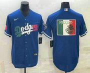 Wholesale Cheap Men's Los Angeles Dodgers Big Logo Navy Blue Pinstripe Stitched MLB Cool Base Nike Jersey