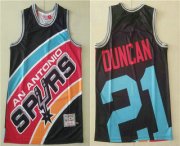 Wholesale Cheap Men's San Antonio Spurs #21 Tim Duncan Black Big Face Mitchell Ness Hardwood Classics Soul Swingman Throwback Jersey
