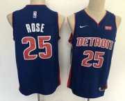 Wholesale Cheap Men's Detroit Pistons #25 Derrick Rose New Blue 2019 Nike Swingman Stitched NBA Jersey With The Sponsor Logo