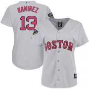 Wholesale Cheap Red Sox #13 Hanley Ramirez Grey Road 2018 World Series Women's Stitched MLB Jersey