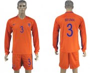 Wholesale Cheap Holland #3 Bruma Home Long Sleeves Soccer Country Jersey