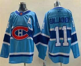 Wholesale Cheap Men\'s Montreal Canadiens #11 Brendan Gallagher Blue 2022 Reverse Retro Stitched Jersey