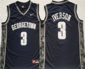 Wholesale Cheap Men\'s Georgetown Hoyas #3 Allen Iverson Navy Stitched Jersey