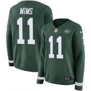 Wholesale Cheap Nike Jets #11 Denzel Mim Green Team Color Women's Stitched NFL Limited Therma Long Sleeve Jersey