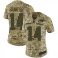 Wholesale Cheap Nike Patriots #14 Mohamed Sanu Sr Camo Women's Stitched NFL Limited 2018 Salute to Service Jersey