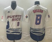 Wholesale Cheap Men's Puerto Rico Baseball #8 Eddie Rosario Number 2023 White World Classic Stitched Jerseys