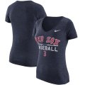 Wholesale Cheap Boston Red Sox Nike Women's Practice 1.7 Tri-Blend V-Neck T-Shirt Heathered Navy