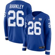 Wholesale Cheap Nike Giants #26 Saquon Barkley Royal Blue Team Color Women's Stitched NFL Limited Therma Long Sleeve Jersey