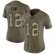 Wholesale Cheap Nike Seahawks #12 Fan Olive/Camo Women's Stitched NFL Limited 2017 Salute to Service Jersey