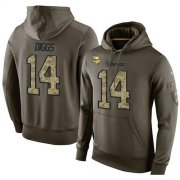 Wholesale Cheap NFL Men's Nike Minnesota Vikings #14 Stefon Diggs Stitched Green Olive Salute To Service KO Performance Hoodie