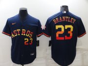 Wholesale Cheap Men's Houston Astros #23 Michael Brantley Number Navy Blue Rainbow Stitched MLB Cool Base Nike Jersey