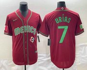 Wholesale Cheap Men's Mexico Baseball #7 Julio Urias 2023 Red Green World Baseball Classic Stitched Jersey