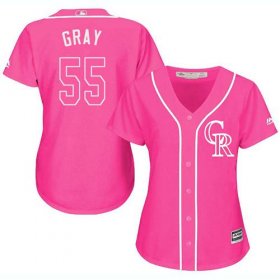Wholesale Cheap Rockies #55 Jon Gray Pink Fashion Women\'s Stitched MLB Jersey
