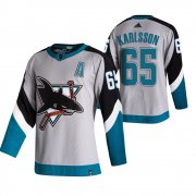 Wholesale Cheap San Jose Sharks #65 Erik Karlsson Grey Men's Adidas 2020-21 Reverse Retro Alternate NHL Jersey