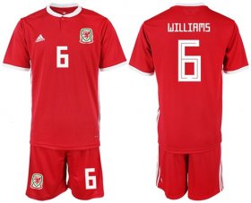 Wholesale Cheap Wales #6 Williams Home Soccer Country Jersey