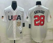 Wholesale Cheap Mens USA Baseball #28 Nolan Arenado Number 2023 White World Baseball Classic Replica Stitched Jersey