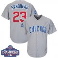 Wholesale Cheap Cubs #23 Ryne Sandberg Grey Road 2016 World Series Champions Stitched Youth MLB Jersey