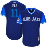 Wholesale Cheap Blue Jays #11 Kevin Pillar Light Blue "Pill" Players Weekend Authentic Stitched MLB Jersey